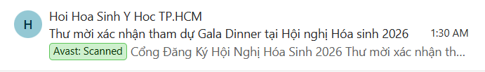 Mẫu email xác nhận