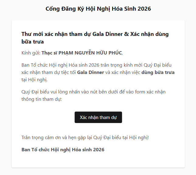 Nút bấm xác nhận trong email